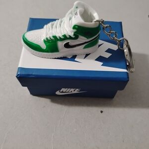Nike White and Green Sneaker Keychain